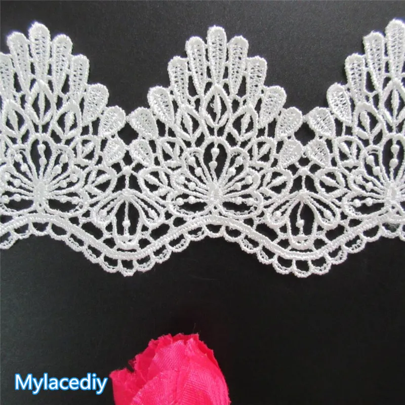 1/2 ярдов цветок из полиэстера цвета слоновой кости ткань ручной работы с вышивкой