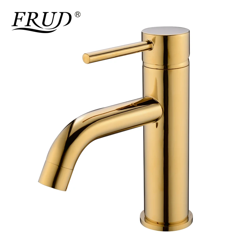 FRUD Ванная раковина кран Золотой водопроводной воды на бортике установка
