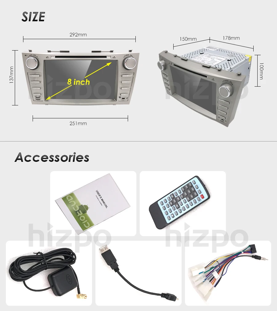 Hizpo 2 Din Автомагнитолы gps Android 7 1 dvd-плеер автомобиля для Toyota Camry 2007 2008 2009 2010 2011 Aurion 2006