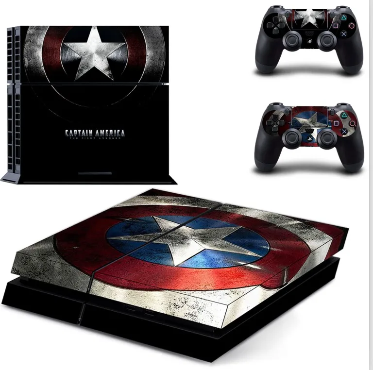 С героями комиксов Марвел, с изображением Капитана Америки, наклейка для PS4 виниловая наклейка, стикер для sony Playstation 4 консоли и 2 контроллеры наклейка для PS4 Стикеры
