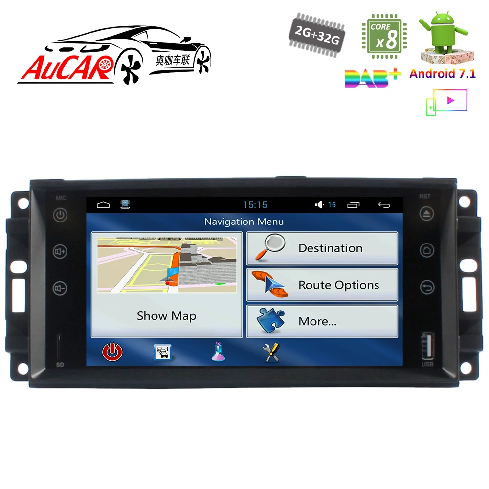 Автомобильный DVD-плеер 7 дюймов Android 1 GPS-навигация для Jeep Universal 2007 - 2012 HD Bluetooth радио