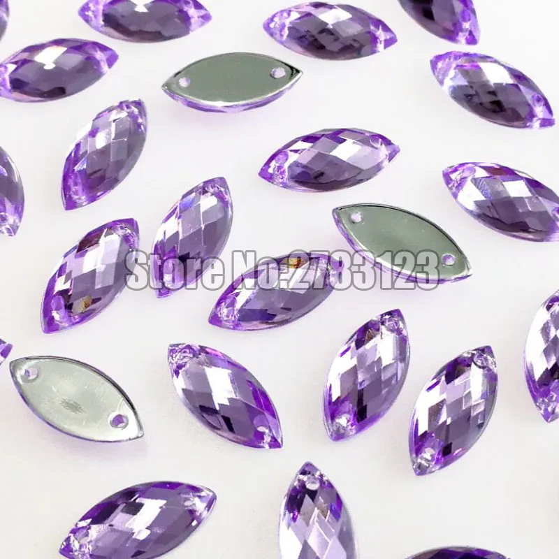 Light Purple 5x10 мм/7x15 мм/9x20 мм конский глаз Форма Высокое качество акрил пришить стразы с двумя отверстиями, diy/аксессуары для одежды - Цвет: Light Purple