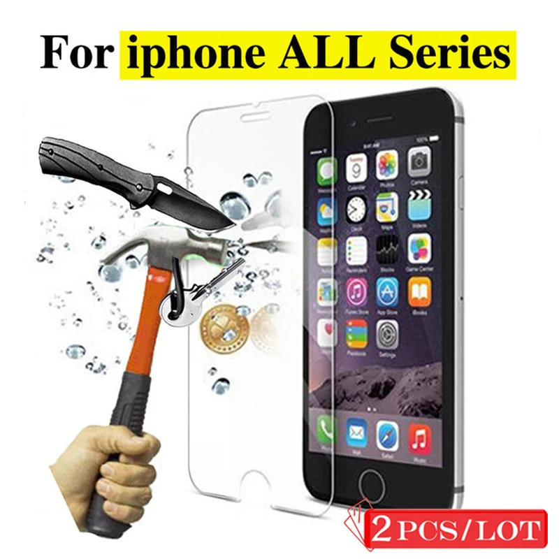 Защитный чехол из закаленного стекла для iPhone 11 Pro X XR XS Max 5 6 6S 7 8 plus 2 шт.|premium tempered|glass