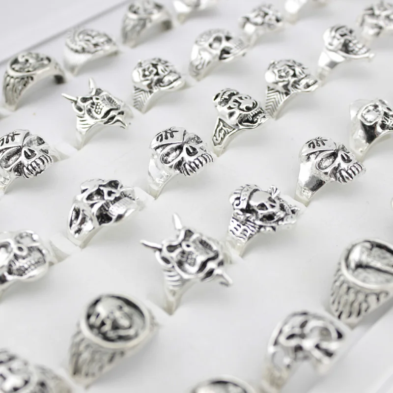 20 шт. новая модная уникальный дизайн кольцо в стиле панк черепа кольца для мужчин