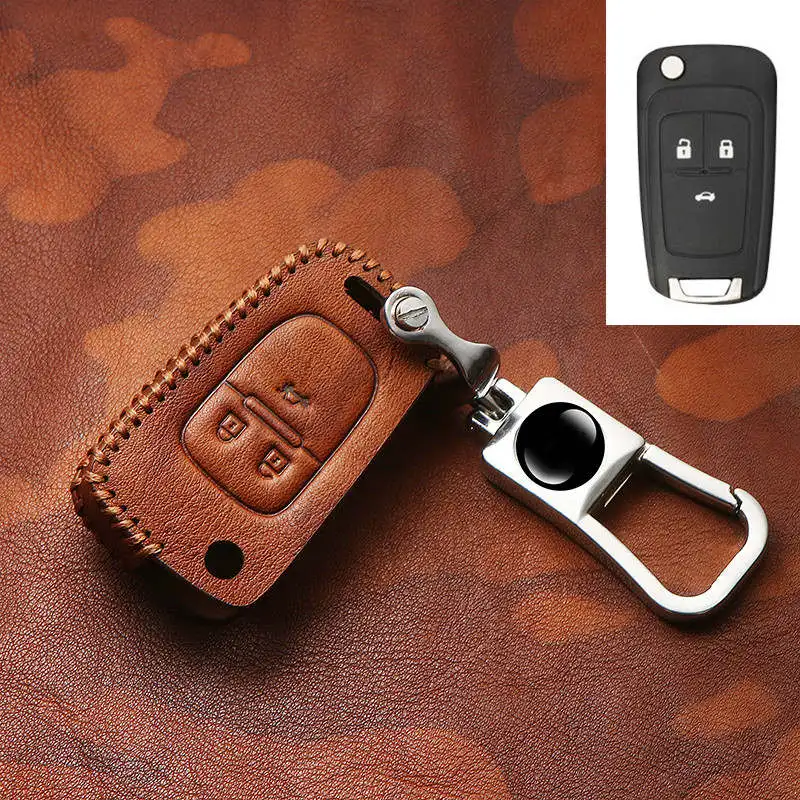 B-Brown Чехол для ключей от автомобиля из натуральной кожи для Chevrolet buick Sonic Spark Cruze Captiva Lacetti Orlando Epica Trax Smart Keychain - Название цвета: B-Brown