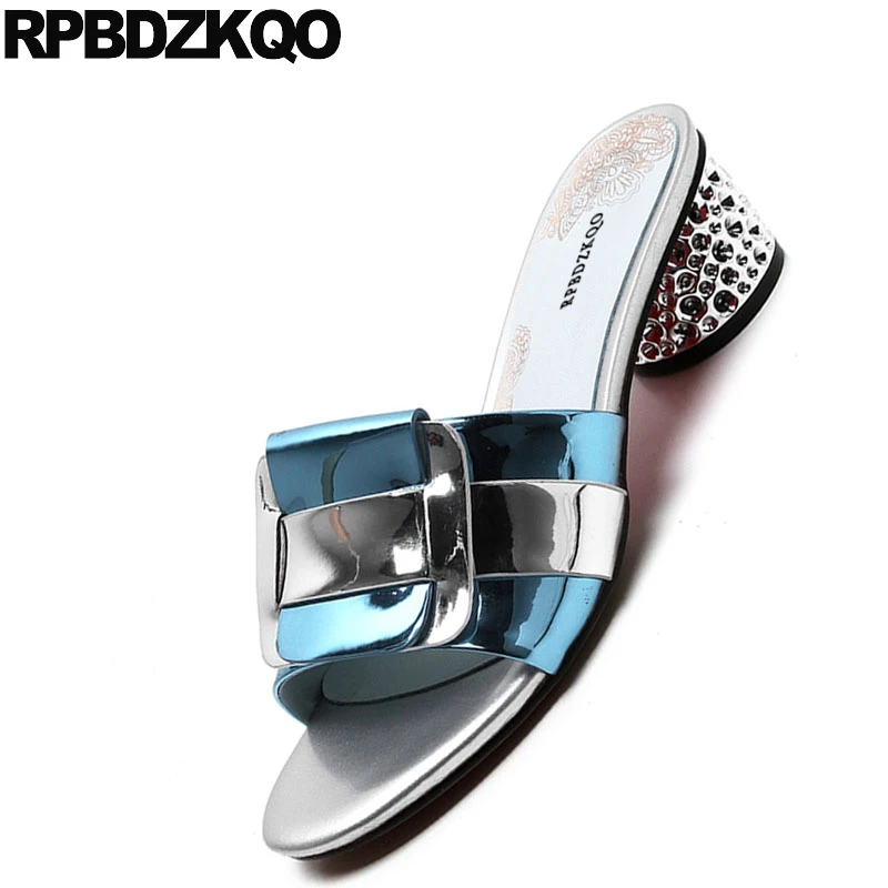 обувь цветочный принт кристалл приукрашенный коренастый слайды Настоящая кожа