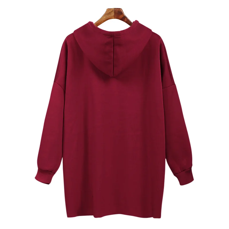 Anself для женщин 5XL плюс размеры Толстовка с капюшоном с длинным рукавом Mujer флис теплые зимние повседневное