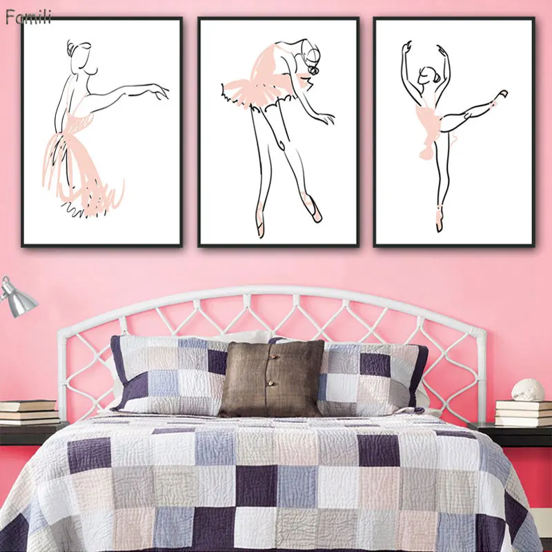 Балерина девочка танец балет минималистичный художественный холст постер