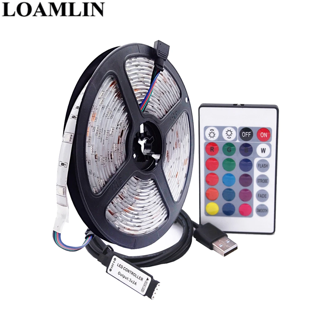 USB 5050SMD 30 светодиодов/м RGB Светодиодная лента гибкий свет DC12V 24 клавиши ИК пульт