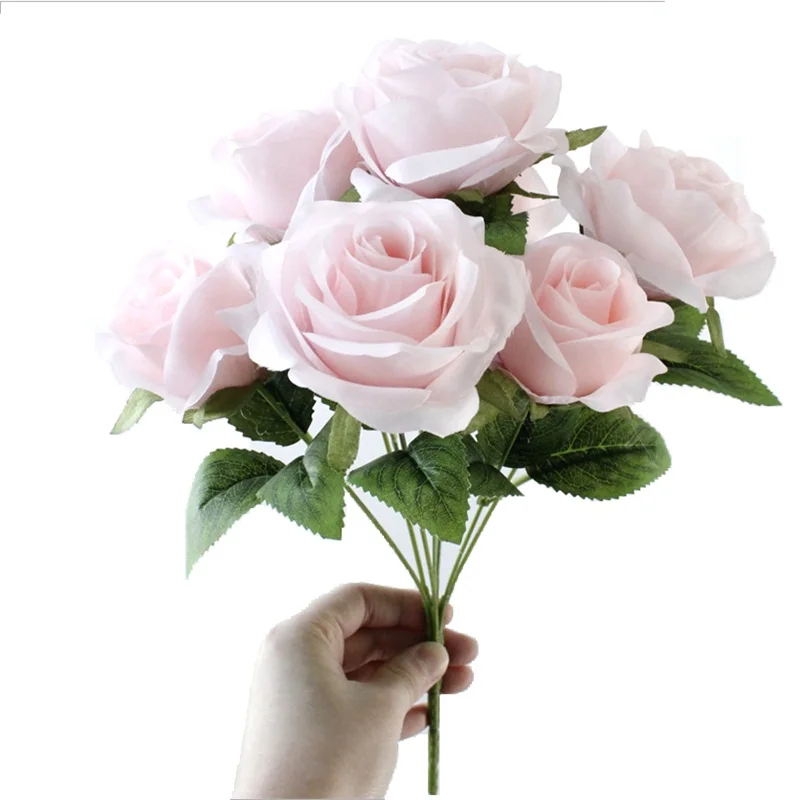 Light pink 7 голов искусственный шелк французская роза букет для дома организовать украшение свадебного стола вечерние аксессуары поддельные недорогие цветы - Цвет: Light pink