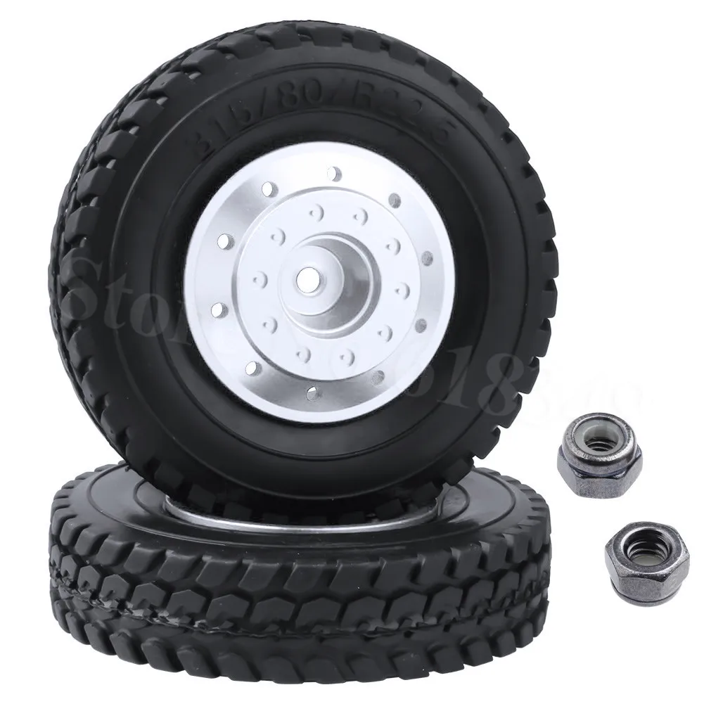 2 шт. для Tamiya 1/14 RC шины прицепа трактора жесткая резина с алюминиевыми колесами