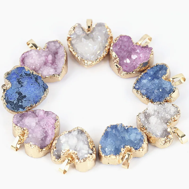 Ювелирные изделия из натурального камня Агаты кластеры подвески в форме сердца