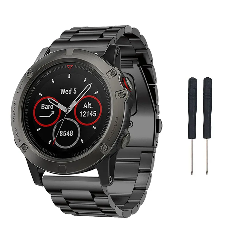Металлический ремешок для часов из нержавеющей стали ремешок для Garmin Fenix 5X/5X Plus/Fenix 3/3 HR/D2/спуск Mk1 gps Аксессуары для умных часов