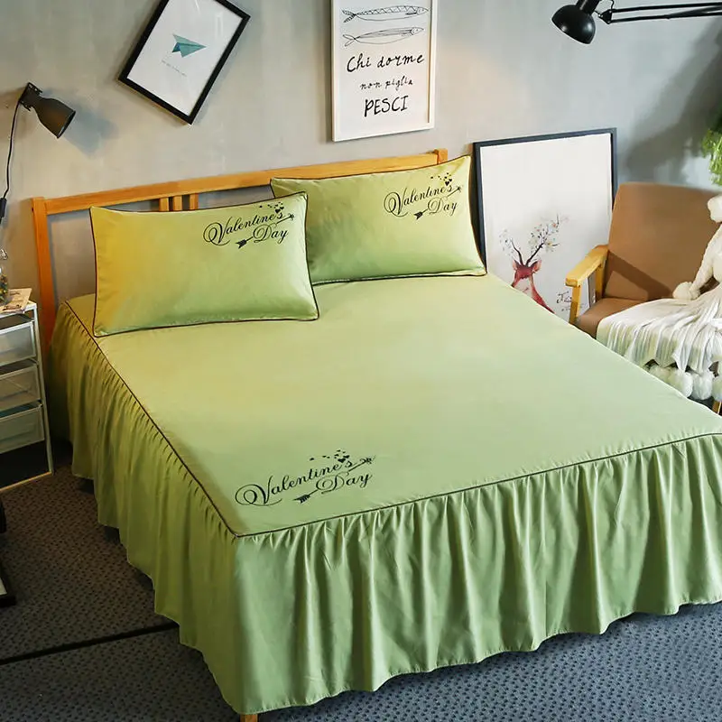 060F Polyester/cotton Bed Skirts Mattress Protector Solid Bed Sheets Bedspread Bedding Set Covers Fitted Sheet Bedsheet Wedding Gift - Цвет: 060F