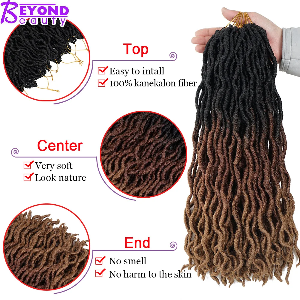 Ombre Faux locs кудряшки для наращивания 20 дюймов синтетические мягкие крючком косы дредлок для наращивания волос