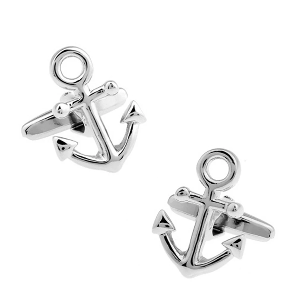 Way Deng модный посеребренный якорь вид Запонки Мужская рубашка смокинг манжета