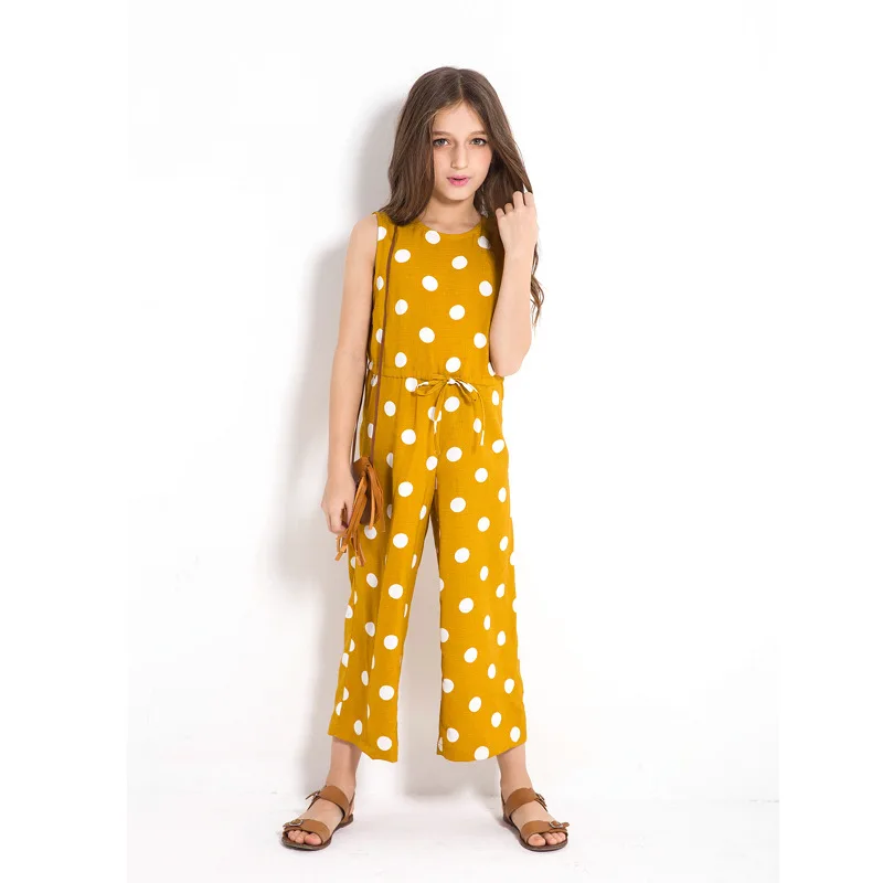 Одежда для девочек подростков Топы + штаны 2 предмета летняя одежда в горошек