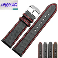 universal fit 18mm 20mm 22mm 24mm carbon fiber leather watch band sport watch strap for man and woman drop shipping best gift
