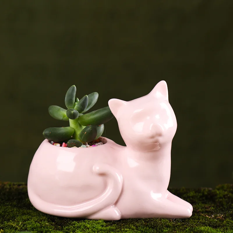 Lucky cat цветочный керамический цветочный горшок ваза мультяшная кошка игрушка наклейка Садоводство креативный стол zakka лицо в горшках статуя кота Рождество