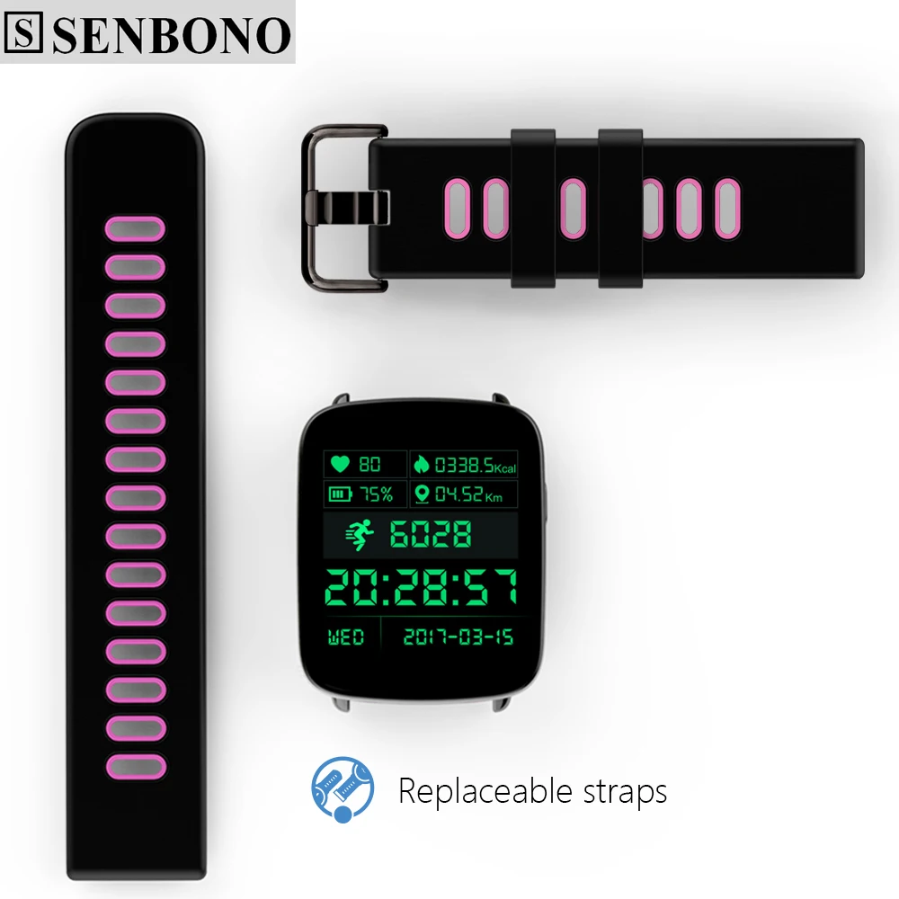 Senbono SBN GV68 Bluetooth Smart Watch IP68 Водонепроницаемый MTK2502 Smartwatch шагомер сидячий сигнал