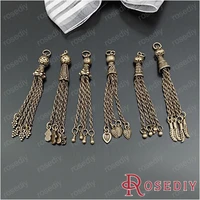 length 65 75mm antique bronze metal tassels alloy charms pendants diy jewelry findings different styles 5 or 6 pieces jm6820