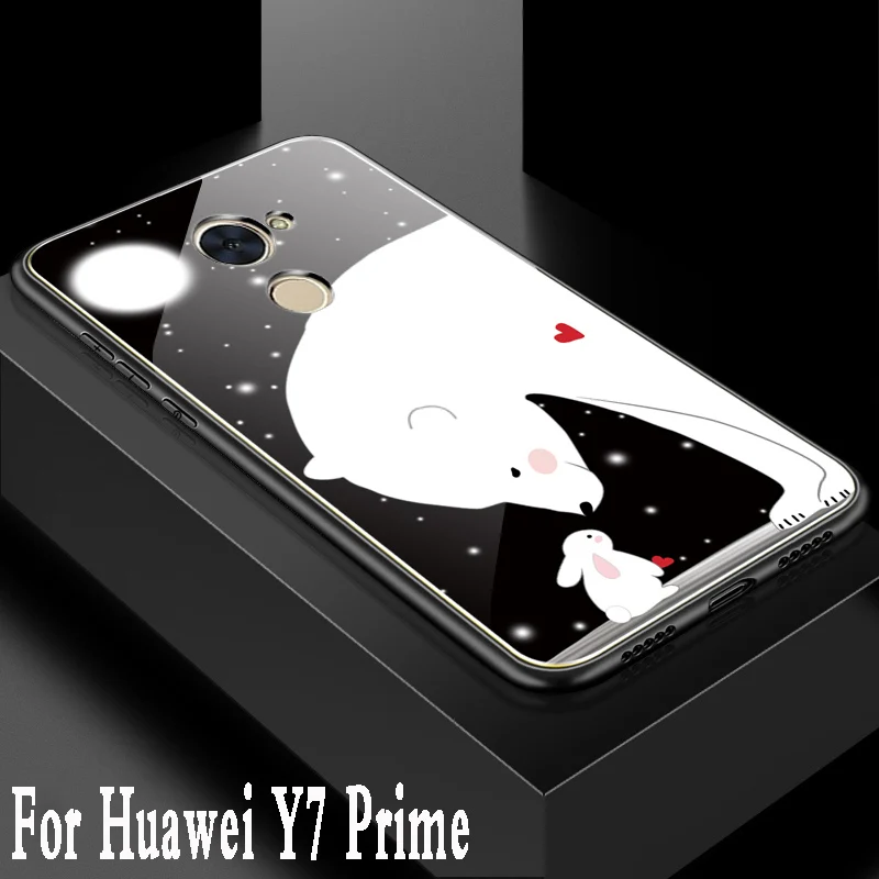 Чехол для huawei y7 2017 enjoy 7 plus Роскошный чехол из закаленного стекла мультяшный