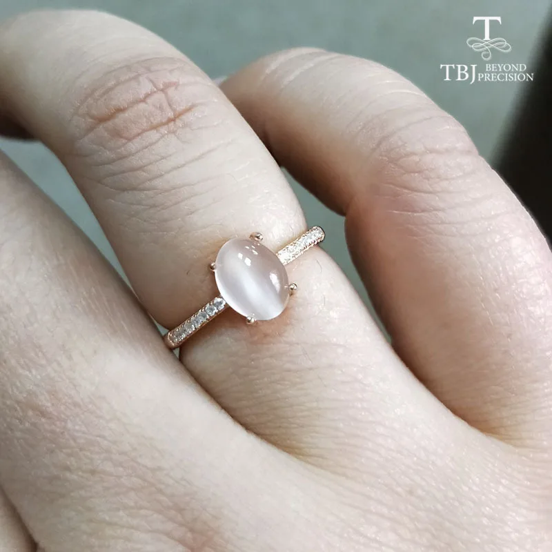 TBJ милое простое маленькое кольцо с натуральным белым лунным камнем драгоценное