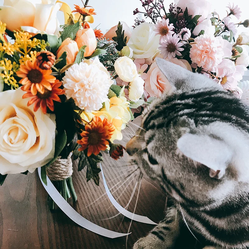 Искусственные цветы jaevini розовые оранжевые невеста букеты розы Калла свадебные