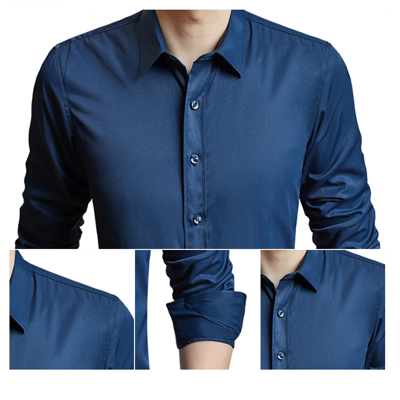 Мужская рубашка с длинными рукавами без кармана Классическая мужская деловая