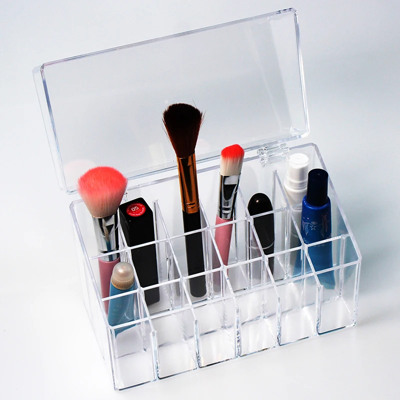 18 grids clear lipsticks cosmetics brushes box 15 24 girls holder with cover TZ20 | Дом и сад