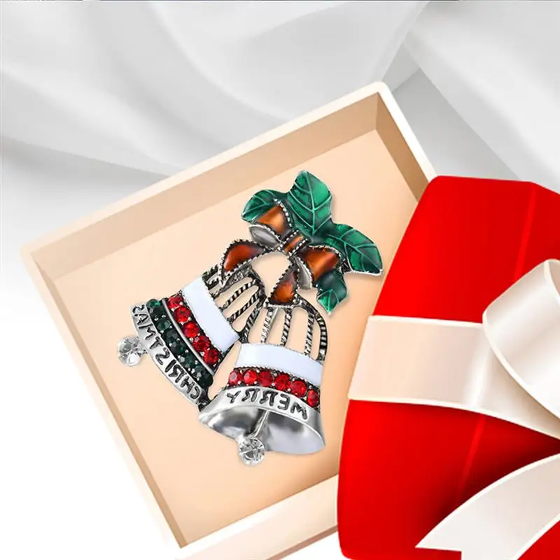 Christmas Creative Fashion Diamond Painting Oil Silver Bell Brooch Double Gift Lady X1010 Hot | Дом и сад