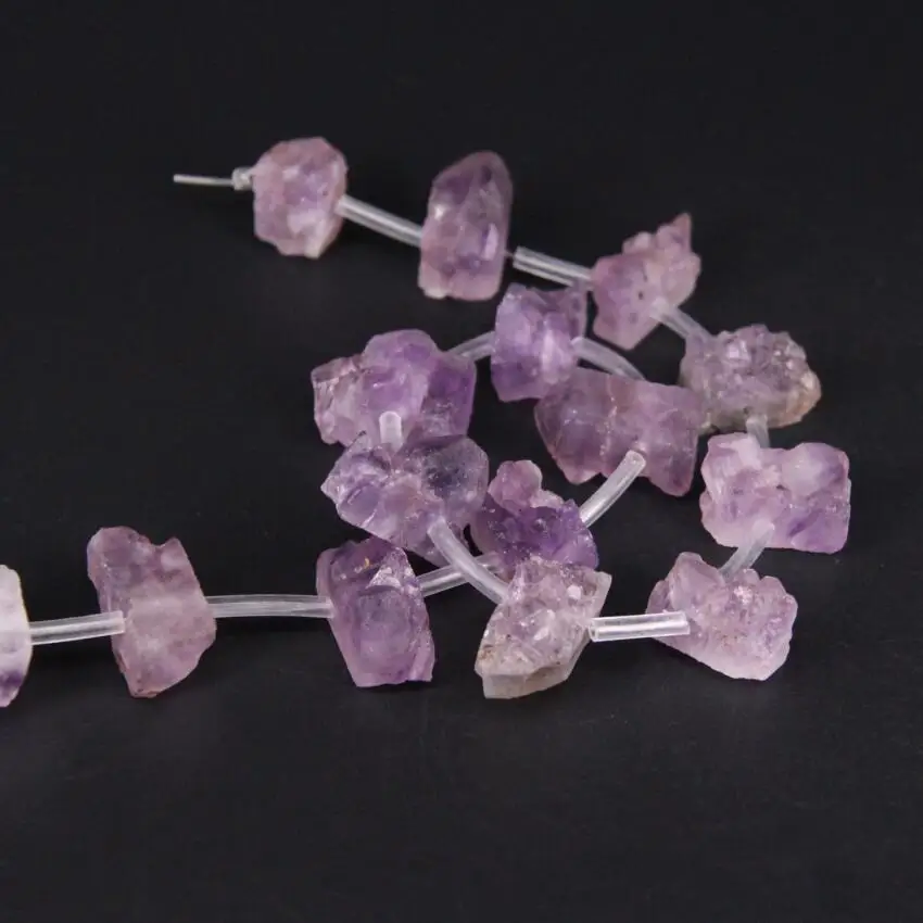 

15.5"/strand Top Drilled Natural Amethysts Quartz Drusy Slice Nugget Beads,Raw Crystal Druzy Geode Slab Pendants Jewelry Making