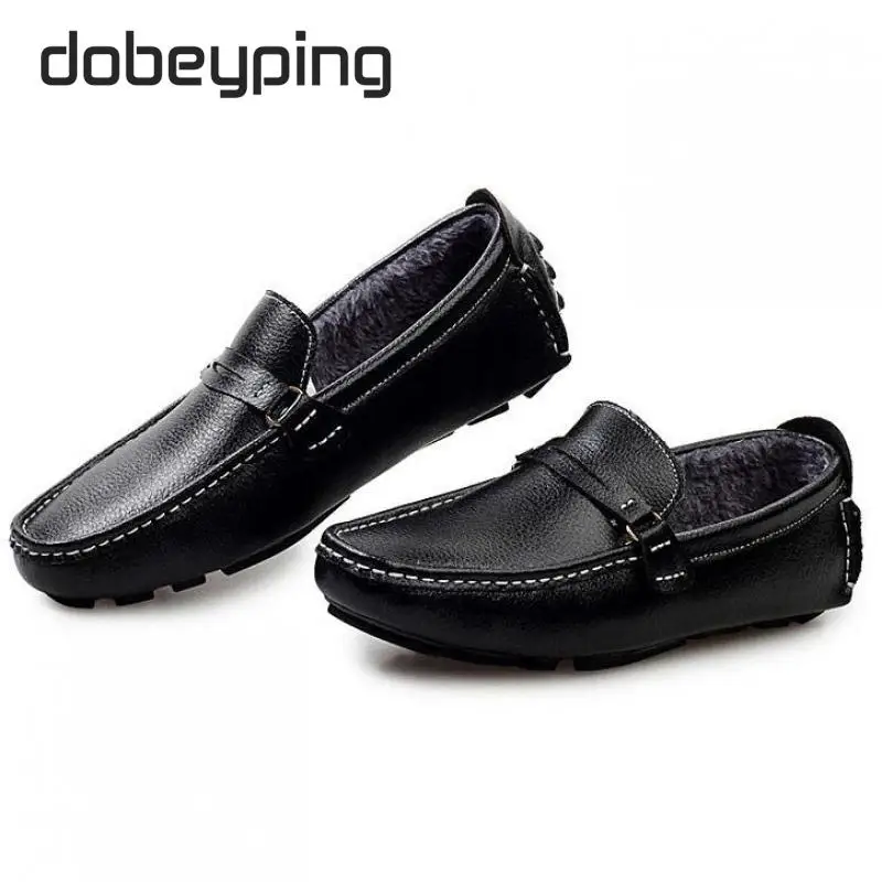 Зима Мокасины Из Натуральной Кожи Случайные Бренд Вождения Обувь Мода Квартиры