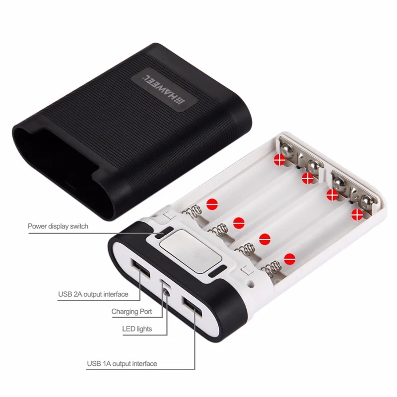 HAWEEL, 4x18650, двойной usb порт, светодиодный дисплей, 10000 мА/ч, чехол для аккумулятора, блок питания, 2 usb порта для S8 Mi6, Oneplus i7