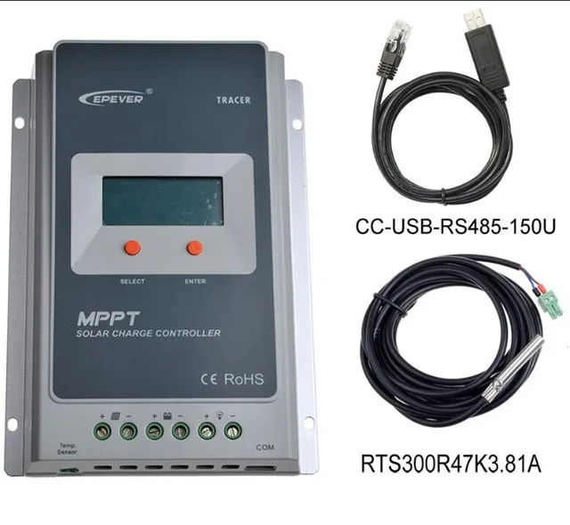 EPever MPPT Контроллер заряда солнечной батареи Tracer 2210AN 20A 12 V 24 V Авто lcd солнечная панель регулятор заряда батареи - Цвет: 2210A Sensor cable