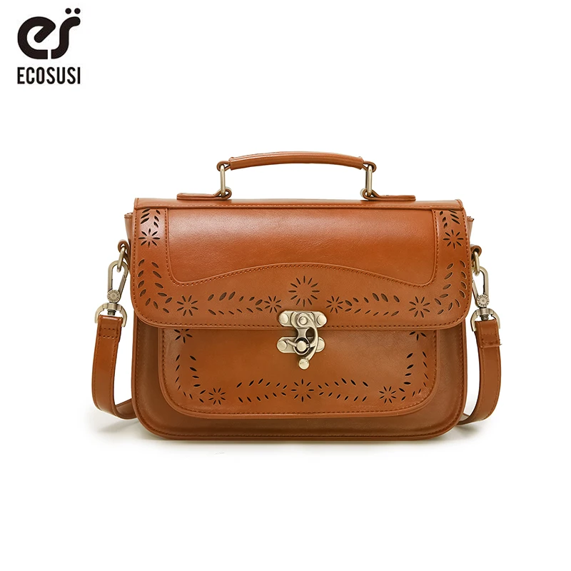 Сумка мессенджер ECOSUSI женская винтажная через плечо из искусственной кожи 10 7