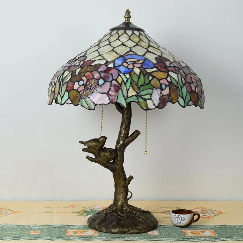 Eusolis 16-inch Stained Glass Vintage Table Lamp Classical Decorative Light Luminaria De Mesa Abajur Para Quarto Infantil | Лампы и