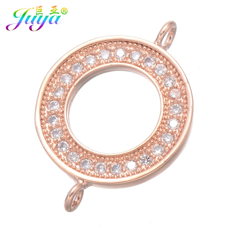 Juya DIY принадлежности для сережек для изготовления ювелирных изделий проложенный циркониевый Круг Бесконечность металлический соединитель Подвески Браслеты Серьги Аксессуары
