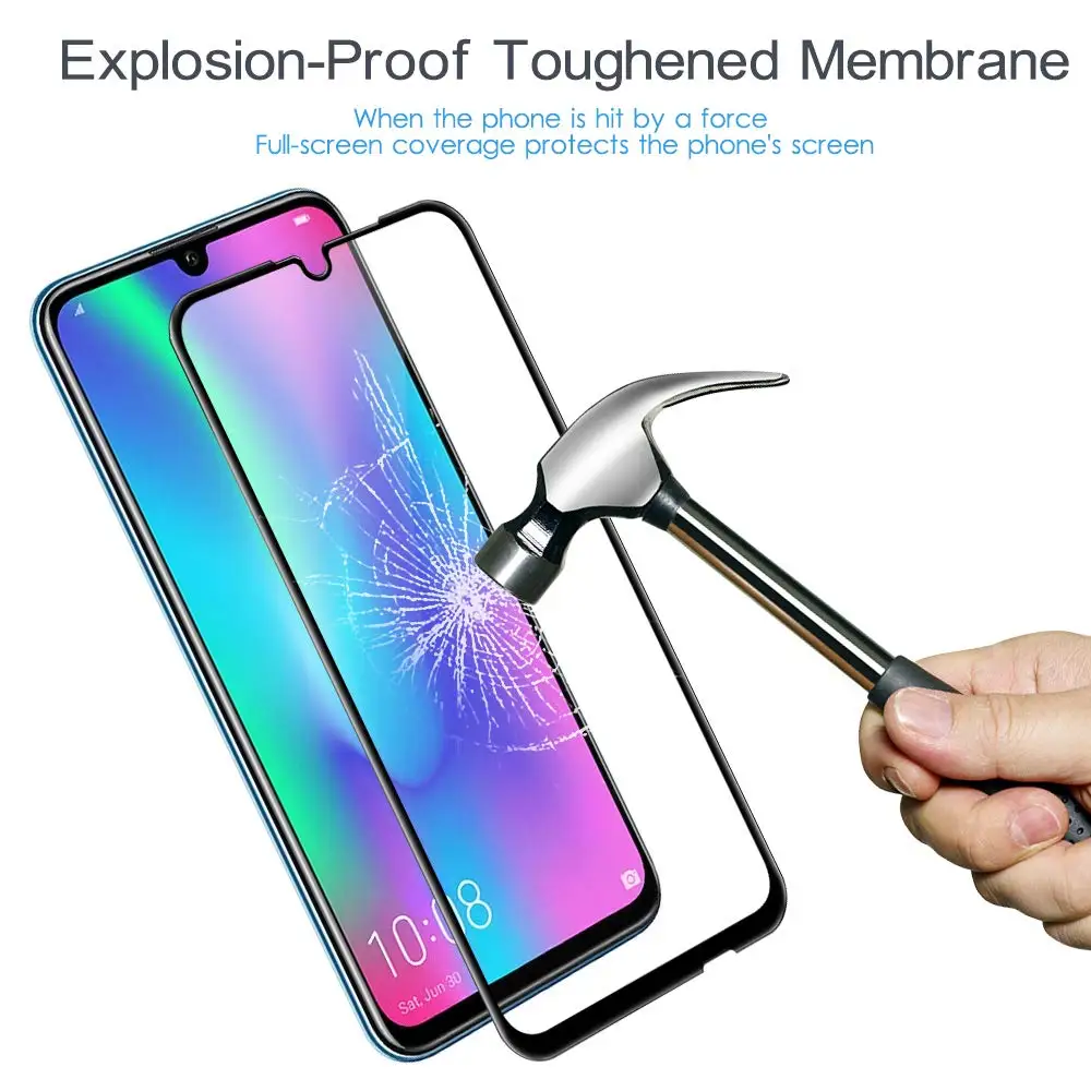 9D полное покрытие экрана протектор для HuaWei Honor 7 8 9 10 lite закаленное стекло 8A 8X 9i 9N 10i