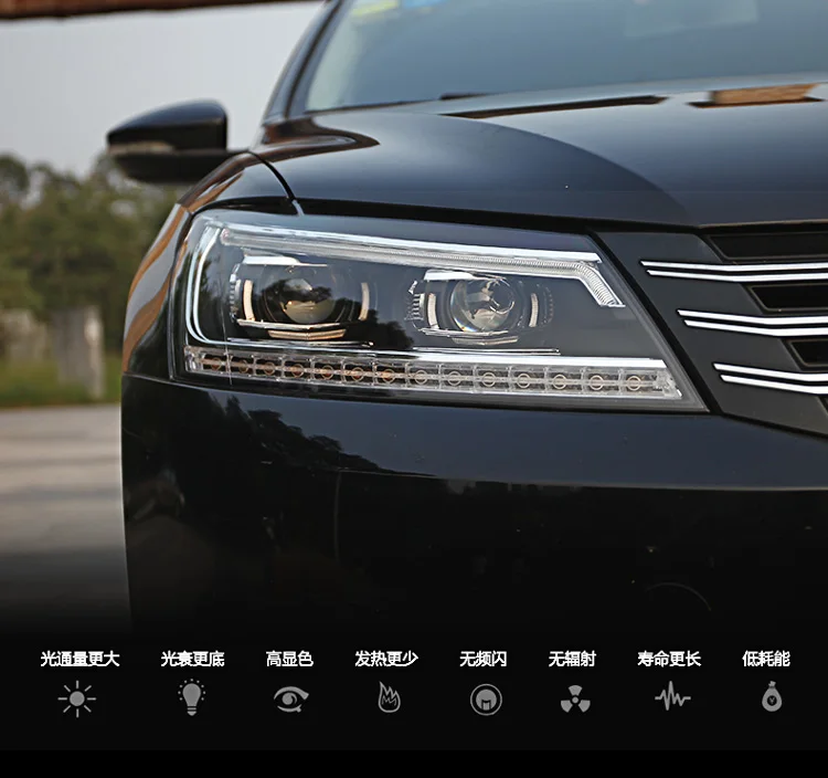 KOWELL автомобильный Стайлинг для VW Passat B7 фары 2011 2012- Америка Passat CC светодиодный фонарь DRL Bi Xenon объектив Высокий Низкий Луч