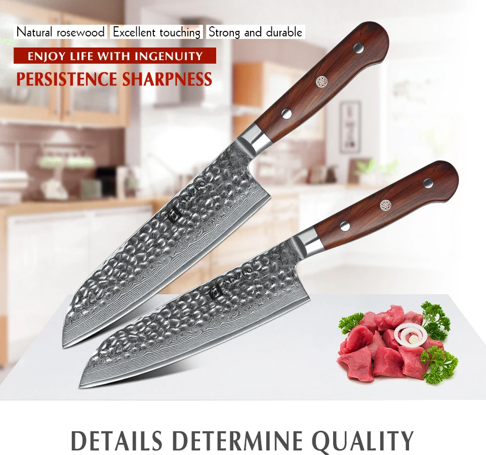 XINZUO Высокое качество 7 дюймов Santoku ножи Дамасская сталь шеф-повара кухонные ножи острый Кливер ножи подарок нож палисандр ручка