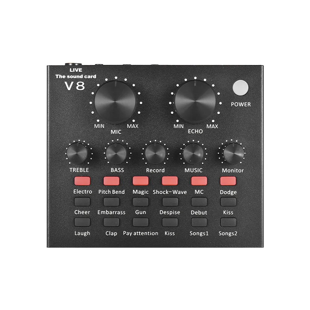 

External Audio Mixing Sound Card USB Audio Interface with Multiple Sound Effects Built-in Rechargeable Battery