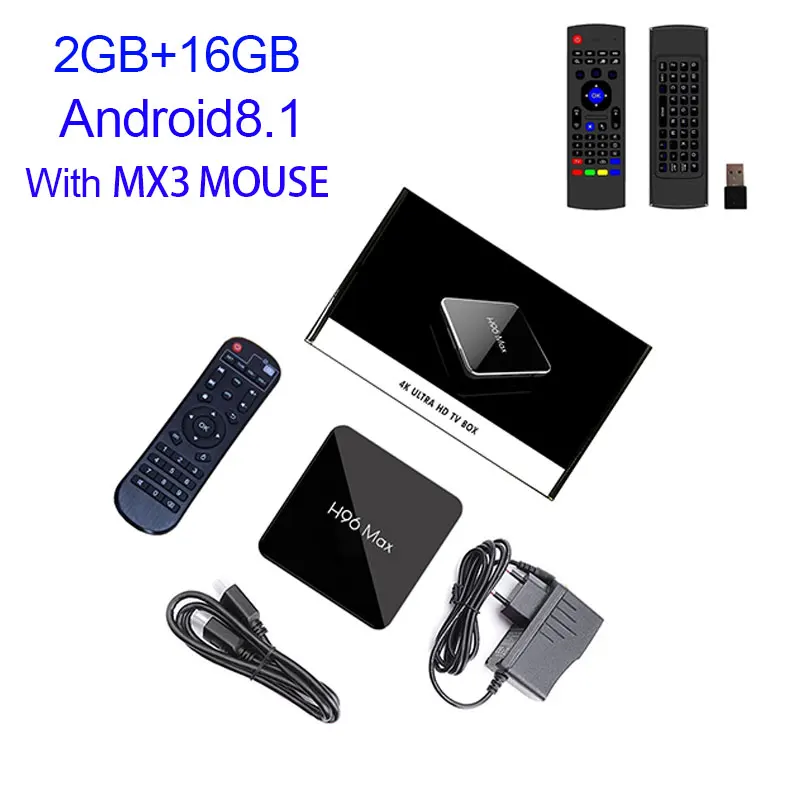16gb with mx3 H96 Max x2 caja de tv inteligente Android 8,1 четырехъядерный процессор Amlogic S905X2 LPDDR4 4 ГБ 32 ГБ 64 Гб 2,4G y 5 ГГц Wifi 4 K ТВ-приставка - Цвет: 16gb with mx3