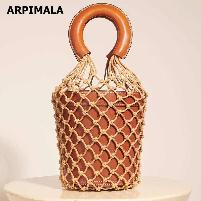 ARPIMALA Женская Сетчатая Сумка роскошная дизайнерская сумка ведро модная кожаная
