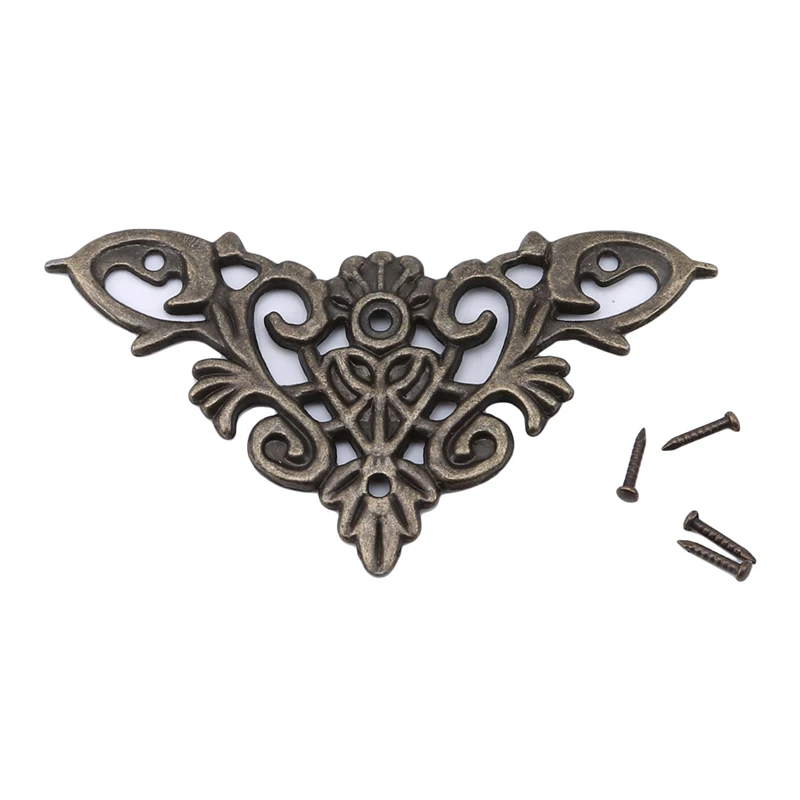 Винтаж Сплав деревянный ящик Coner крышка протектор Украшения Выводы треугольники