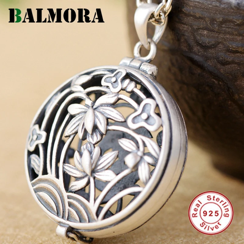 BALMORA Настоящее 925 пробы серебряный полый цветок Шарм Подвески для женщин Пара Ретро Модные украшения аксессуары без цепи