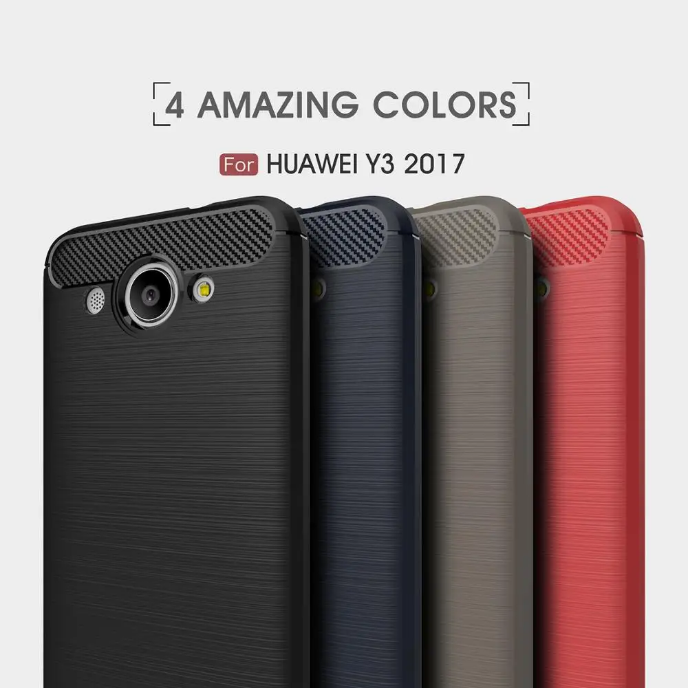 Чехол для Huawei Y3 2017 противоударный матовый Мягкий Силиконовый ТПУ чехол-бампер