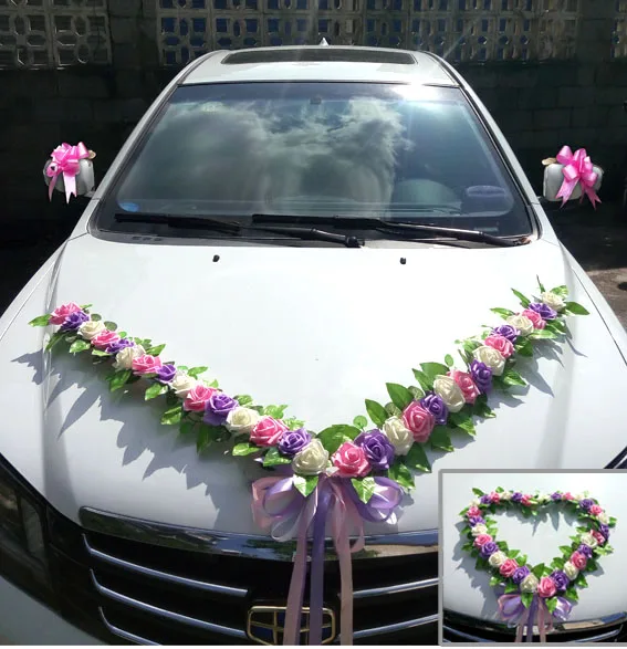 Свадебный автомобиль украшение цветок аксессуар набор руля Цветок Корейский свадебный автомобиль украшение головы цветок лента