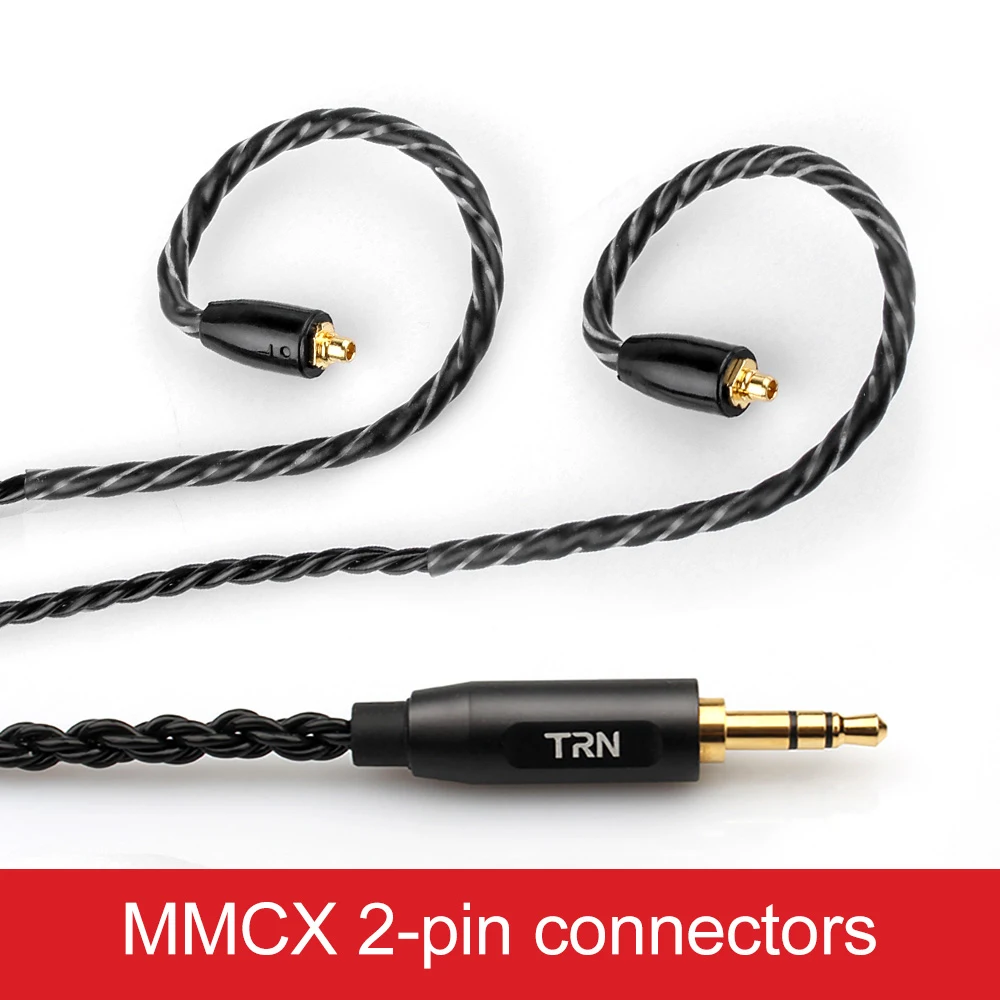 Для TRN 0,75 мм 0,78 мм MMCX HiFi Качество звука 6 нитей проволоки тканый высококачественный штекер вокруг уха высокого класса провод кабель для гарнитуры - Цвет: MMCX black