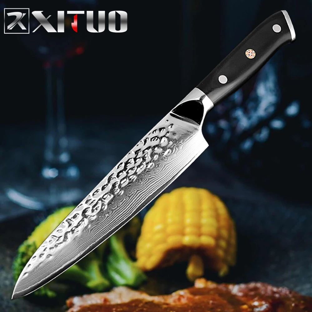 8inch chef knife XITUO нож шеф-повара дамасский 67 слой стали ковка антипригарный острый нож для рыбы овощей фруктов кухонный нож бытовые инструменты для приготовления пищи - Цвет: 8inch chef knife